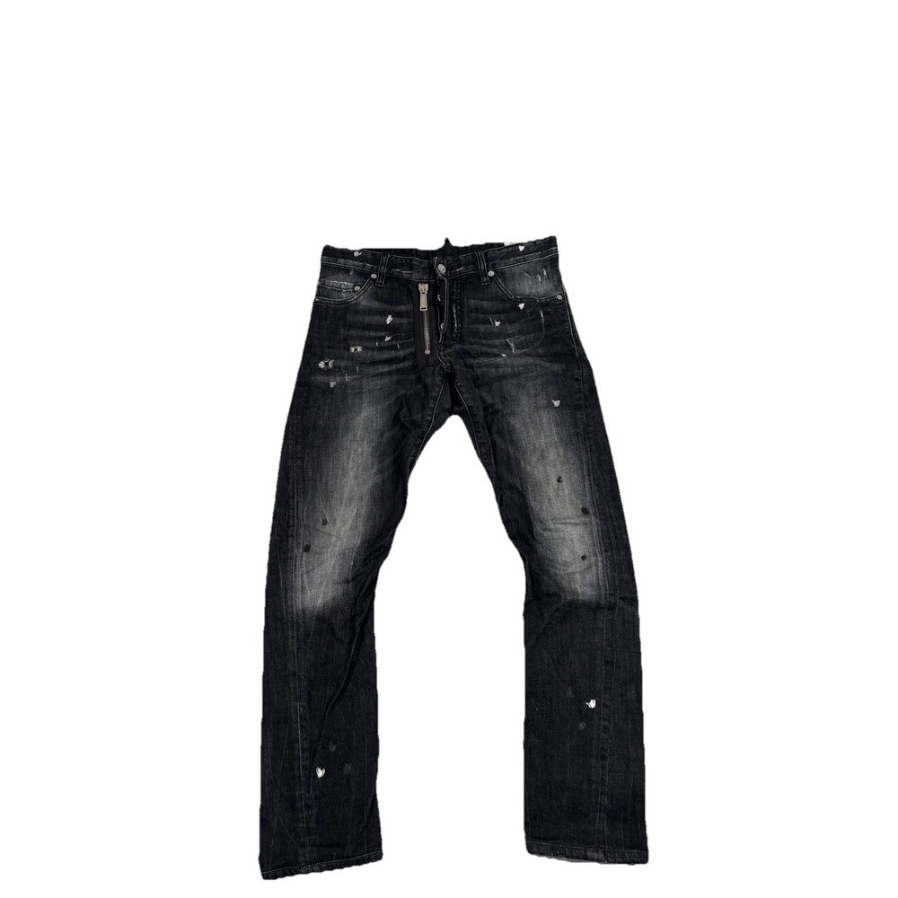Dsquared2 Jeans Mens 31x29 Black Slim Straight Distressed Denim Made Italy